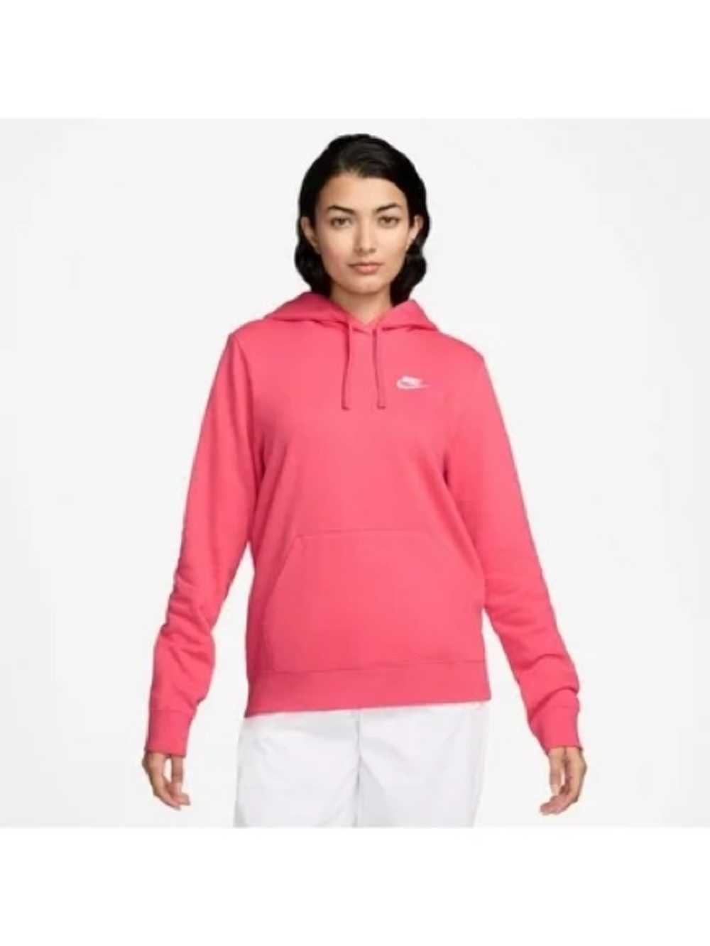 Nike Neon Pink Pullover Hoodie with White Swoosh